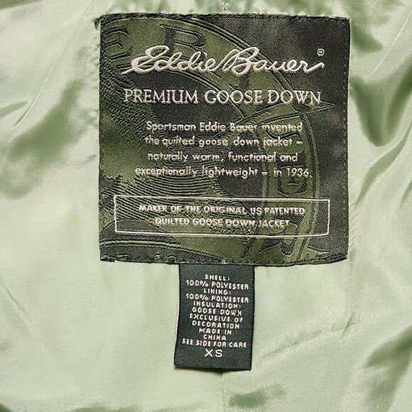 Eddie Bauer Womens XS Premium Quality Goose Down Puffer Vest Green Full Zip - Picture 5 of 9